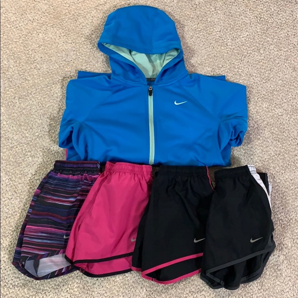 Girls Nike Running Shorts and Hoodie Bundle
